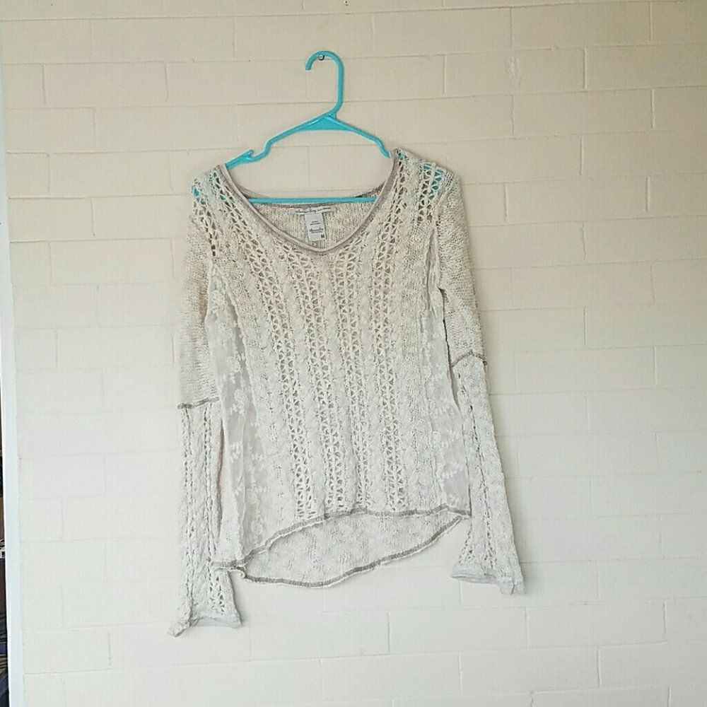 American Rag Slouchy lace & knit boho sweater