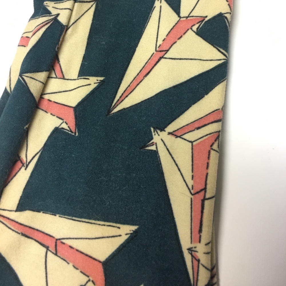Lularoe OS leggings. Green and pink paper planes