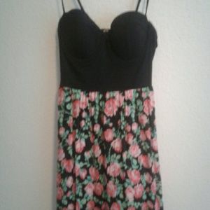 Black rose print dress