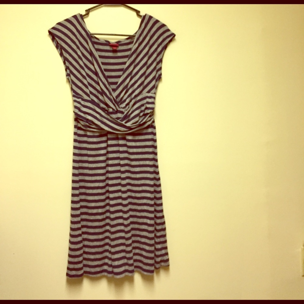 Adorable navy blue and grey striped dress!