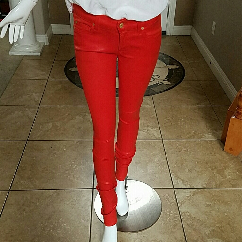 7 For All Mankind coated skinny pants.