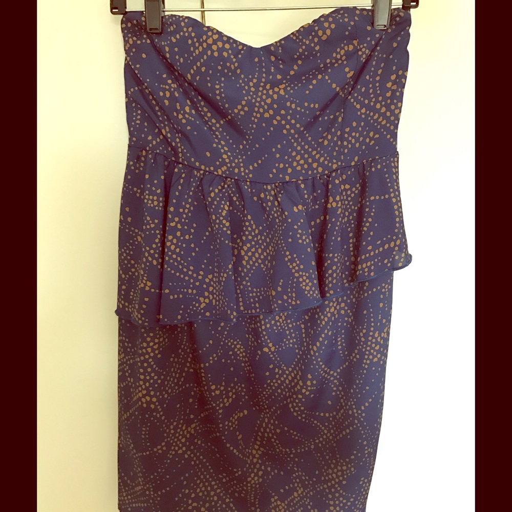Midnight blue speckled peplum dress