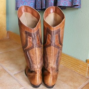 Predictions Shoes - Braided Cowgirl Boots, Golden Brown Leather Predictions Shoes - Braided Cowgirl Boots, Golden Brown Leather