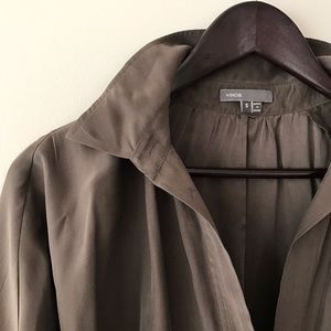 VINCE Oversized Silk Blouse in Ash