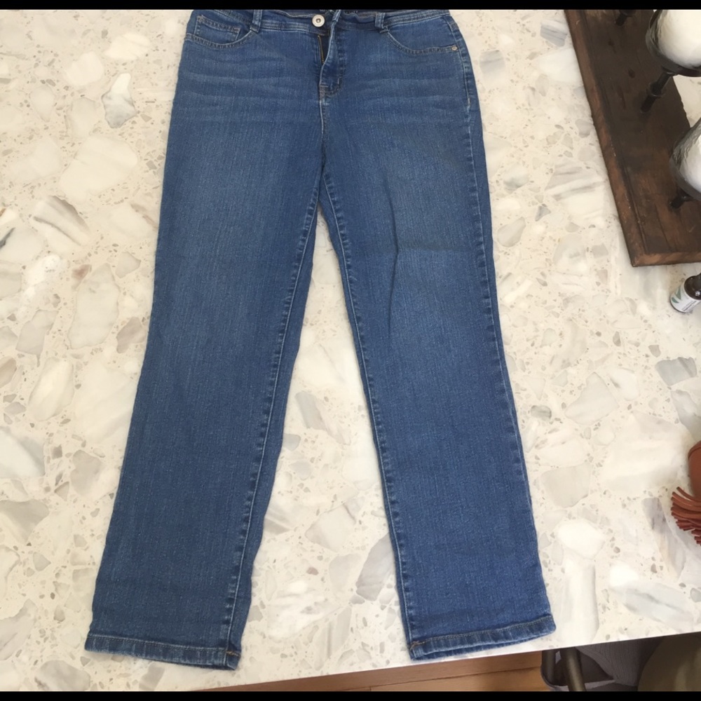 Tummy control mid rise slim leg jean