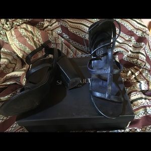 Nasty gal black leather strap shoes.