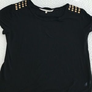 Rachel Roy Black tee with gold accent studs