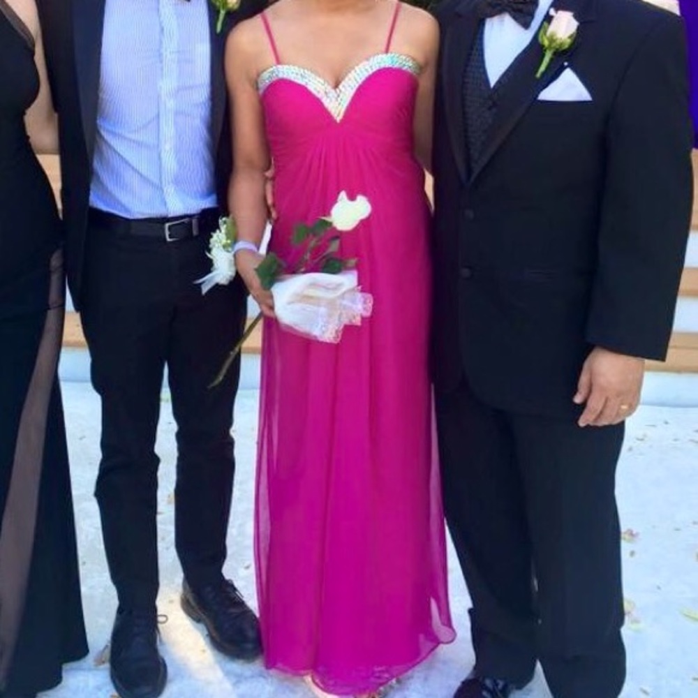 Hot Pink Long Formal Prom Dress
