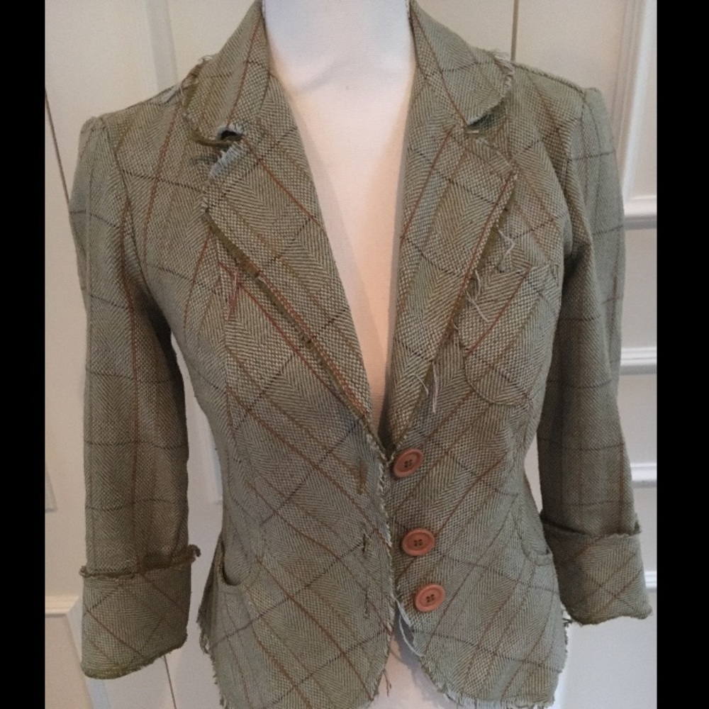 Green distressed blazer