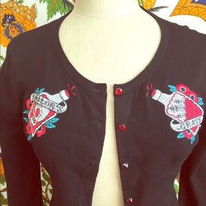 Pinup rockabilly jeweled sweater cardigan shirt
