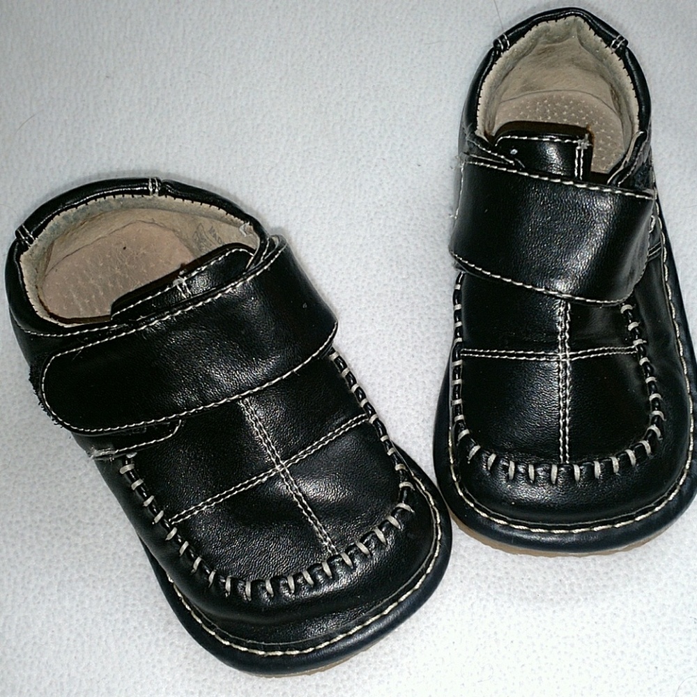 Black Leather Squeaky Shoes