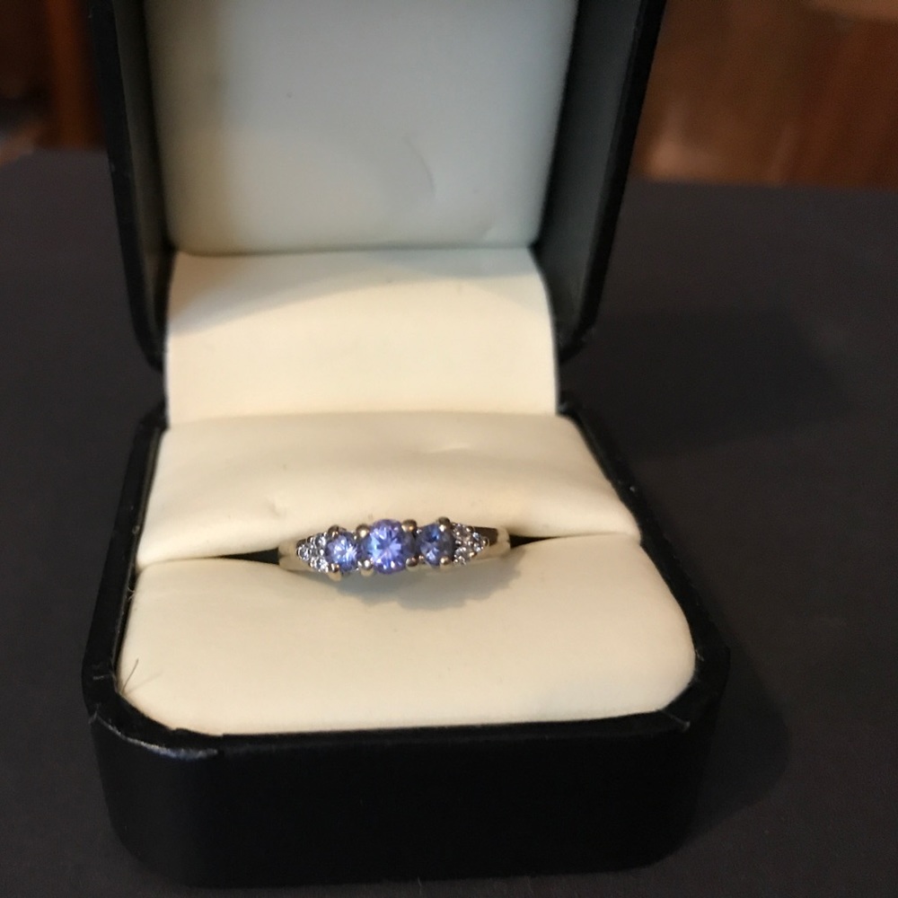 14K White Gold Tanzanite and Diamond Ring