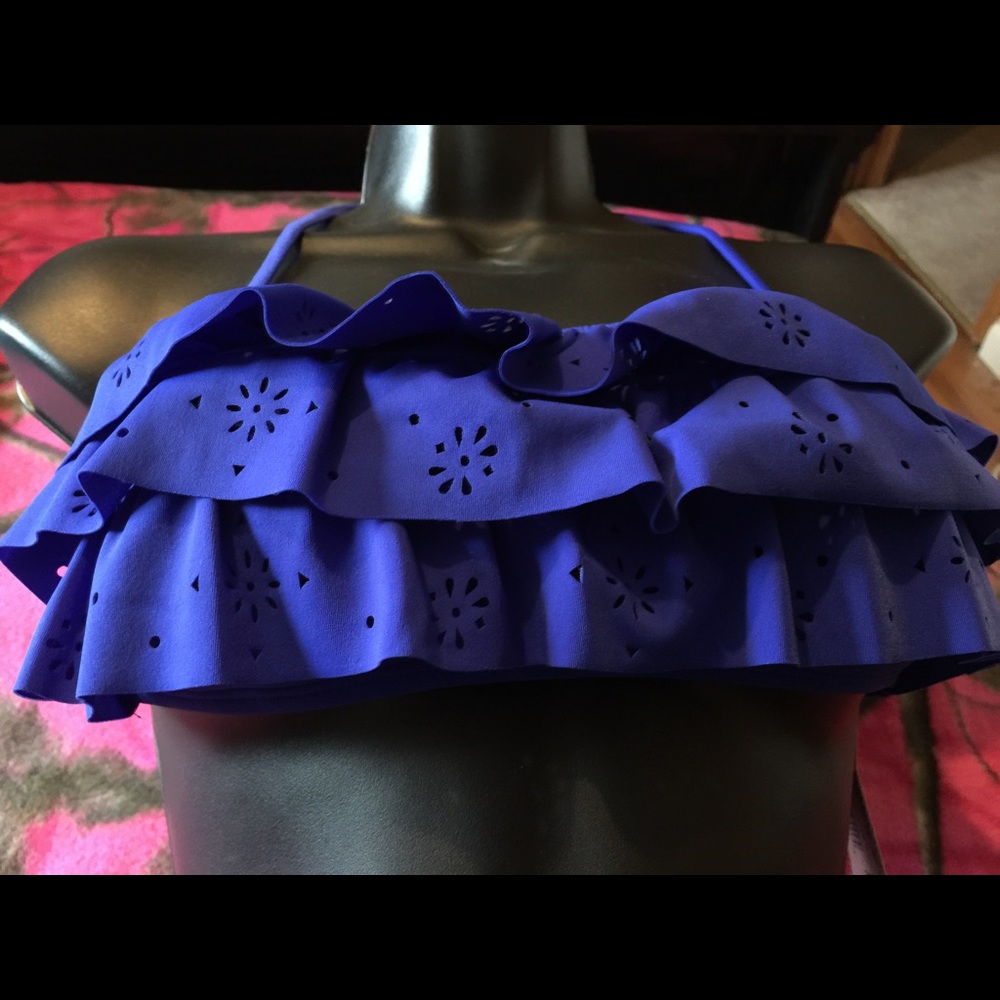 NWT SMALL Arizona Flounce Swim Top in blue
