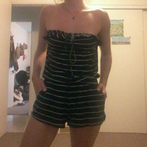 Black romper with multicolored stripes