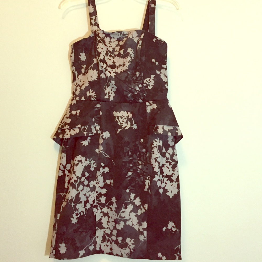 Black Floral Peplum Dress With Removable Straps