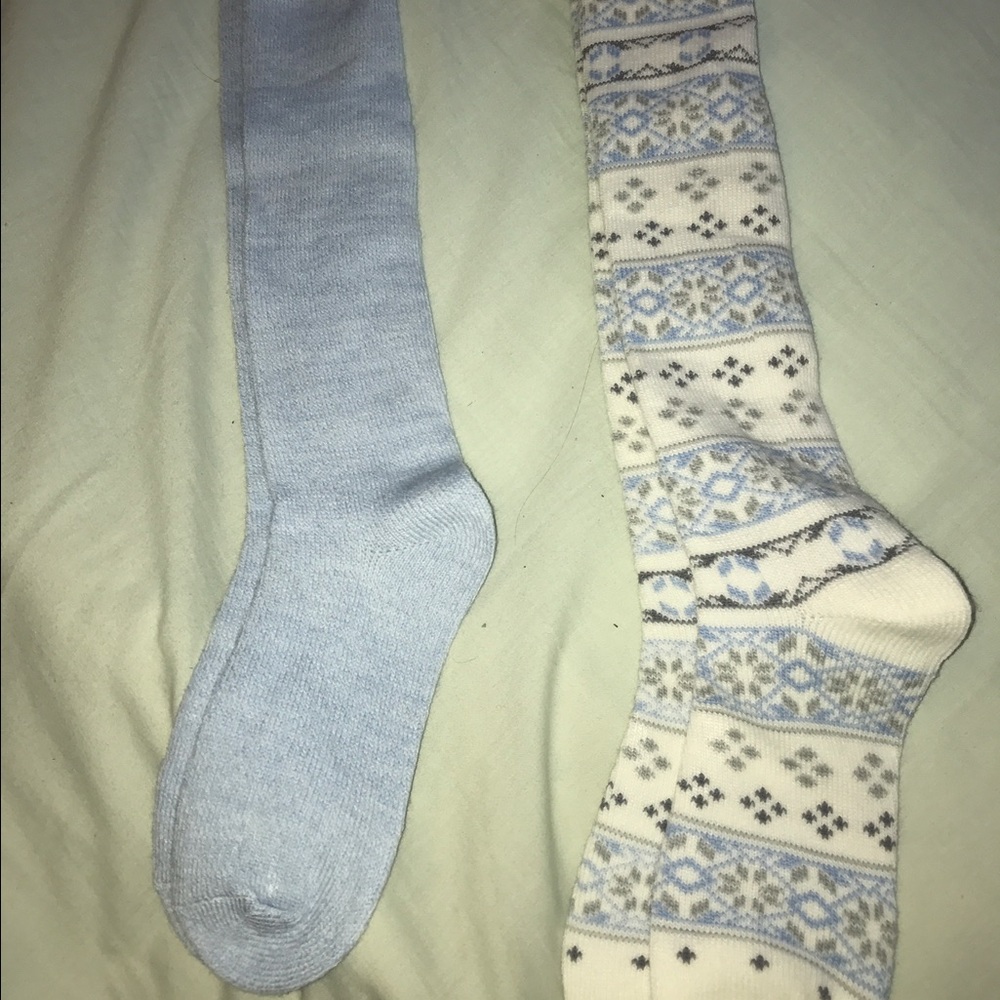 Blue and printed boot socks