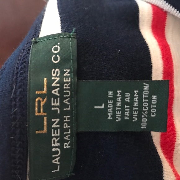 LRL Lauren Jeans Co Striped Top - Sz L - Picture 3 of 4