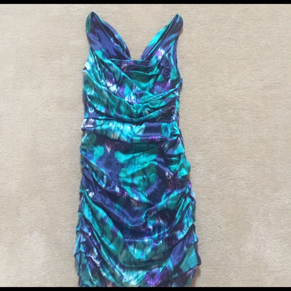 Gathered watercolor dress