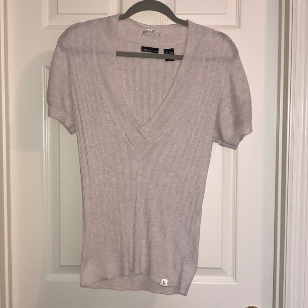 Cream v-neck top