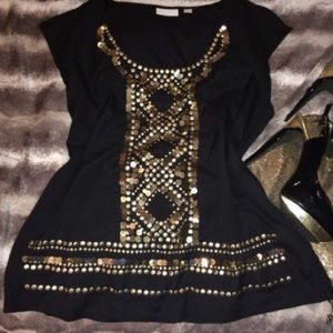 NY&C gold embellished top • NWOT • Large ✨