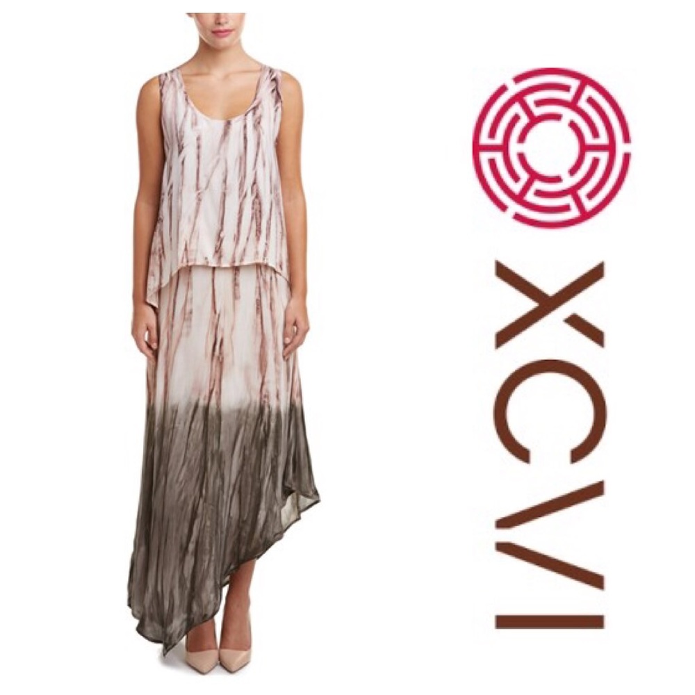 XCVI Tie-Dye Asymmetrical Ombré Maxi Dress