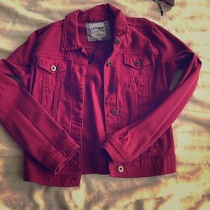 Red jean jacket
