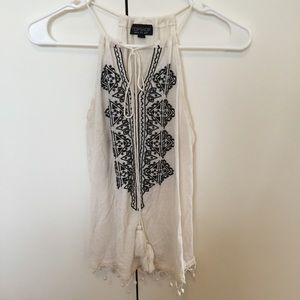 Topshop Boho Embroidered Halter Tank Top