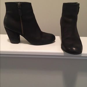 Black leather booties