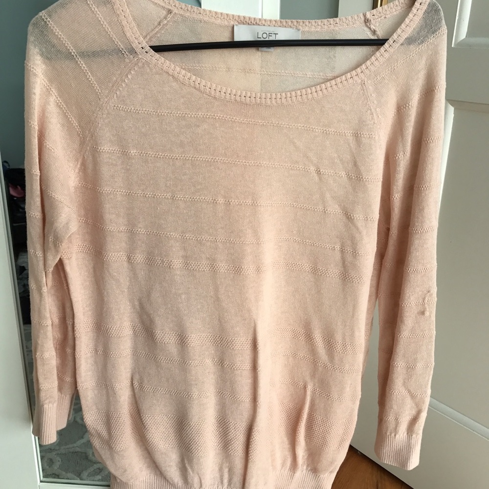 Loft pink lightweight pointelle sweater
