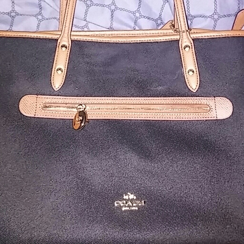 Black COACH 'Sawyer' Nylon Canvas Shopper Tote