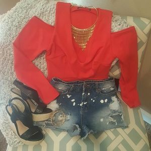 boohoo cold shoulder long sleeve bodysuit