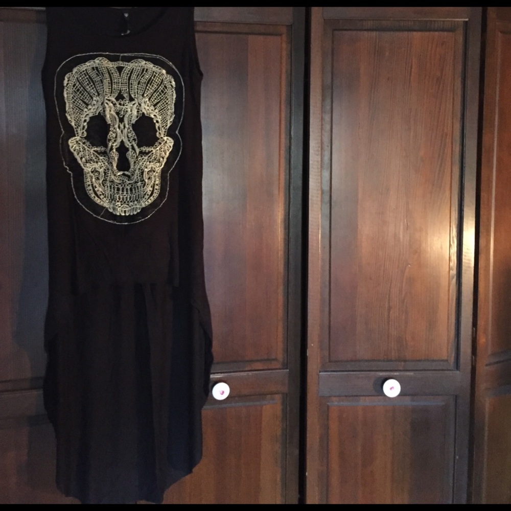 LOVE CULTURE HIGH-LOW SKULL TANK DRESS