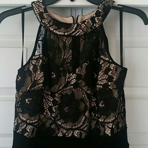 Black Lace & Nude Formal Dress