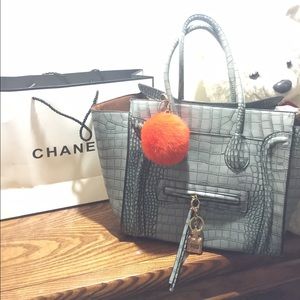 Grey faux snakeskin bag