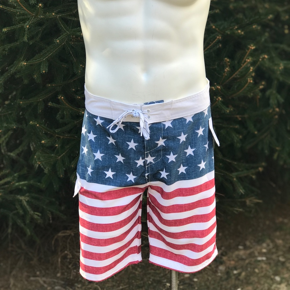 American flag board shorts