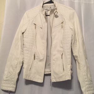 White leather Moto quilted jacket