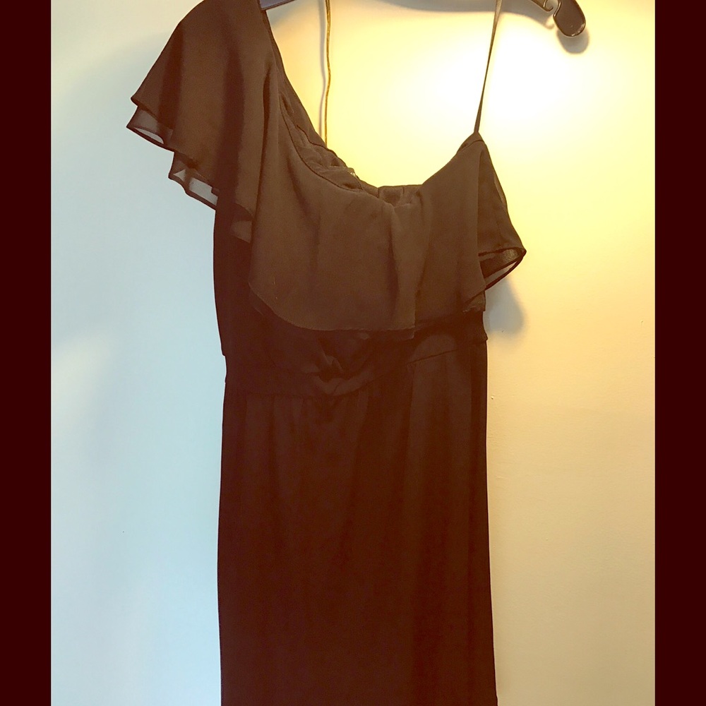 White House Black Market one shoulder ruffle dress