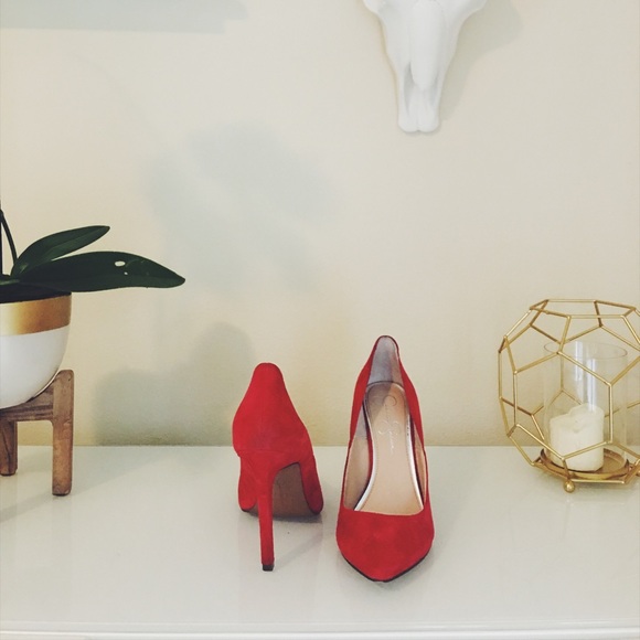 Red Suege Pumps - Jessica Simpson * 7,5 size - Picture 2 of 4