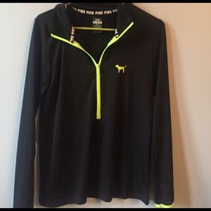 Black and green athletic half zip