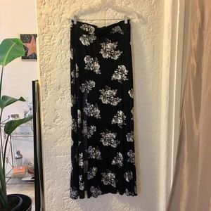 H&M printed maxi skirt with slit