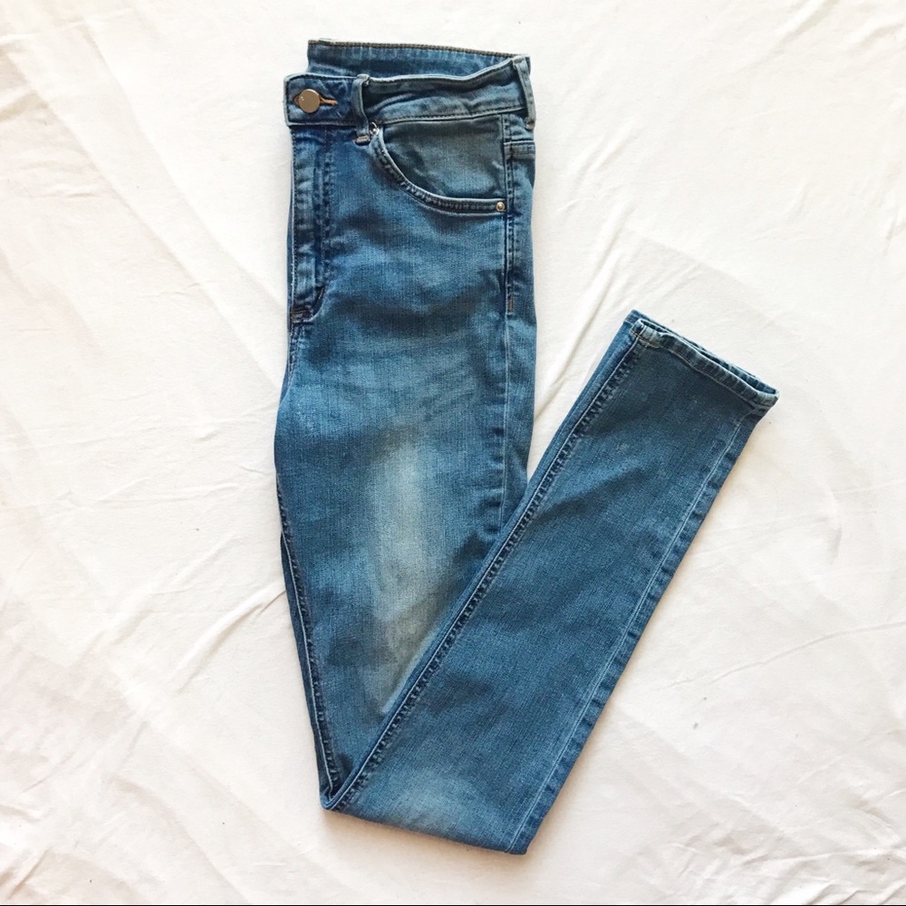 H&M Skinny Highwaisted Ankle Jeans Med Wash