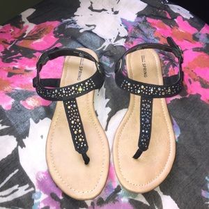 Black sandals with rhinestones