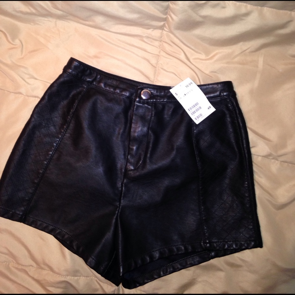 leather high waisted shorts