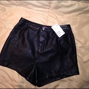 leather high waisted shorts