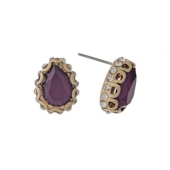 Teardrop Studs-Purple Shimmer-5🌟 - Picture 4 of 5
