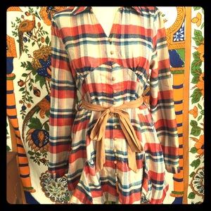 Unique Vintage flannel corset dress top shirt
