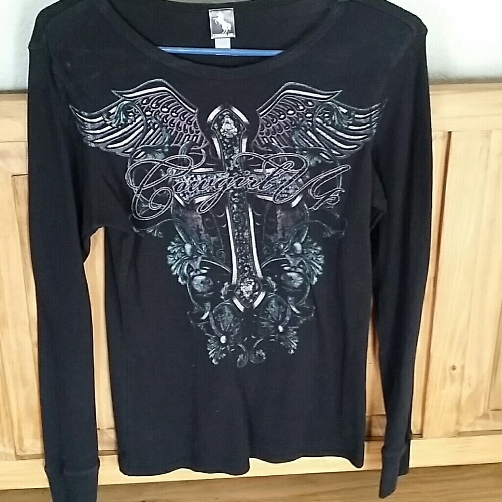 Black Cowgirl Up long sleeve Tee