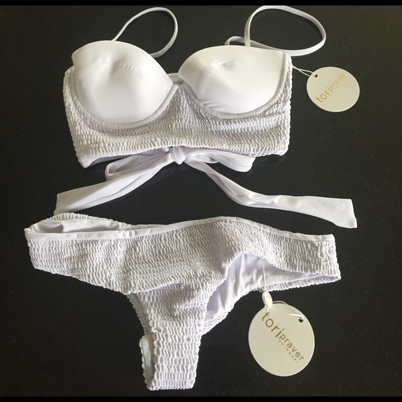 Tori Praver 2 piece bikini (white) - Picture 2 of 5