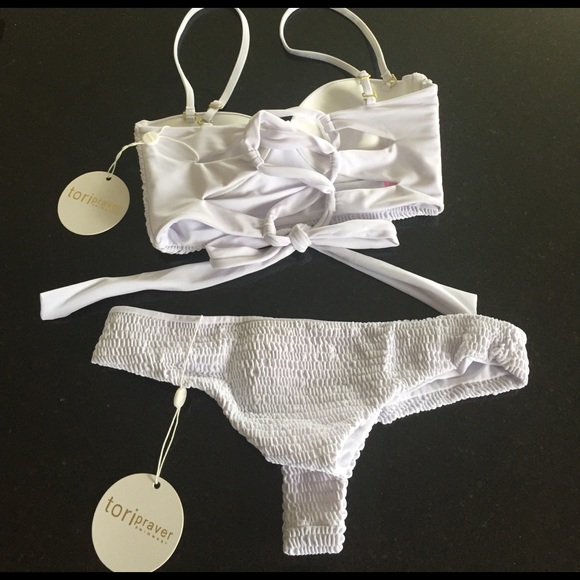 Tori Praver 2 piece bikini (white) - Picture 3 of 5