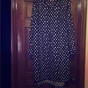 Polka dot dress! Slightly high low and very chic!